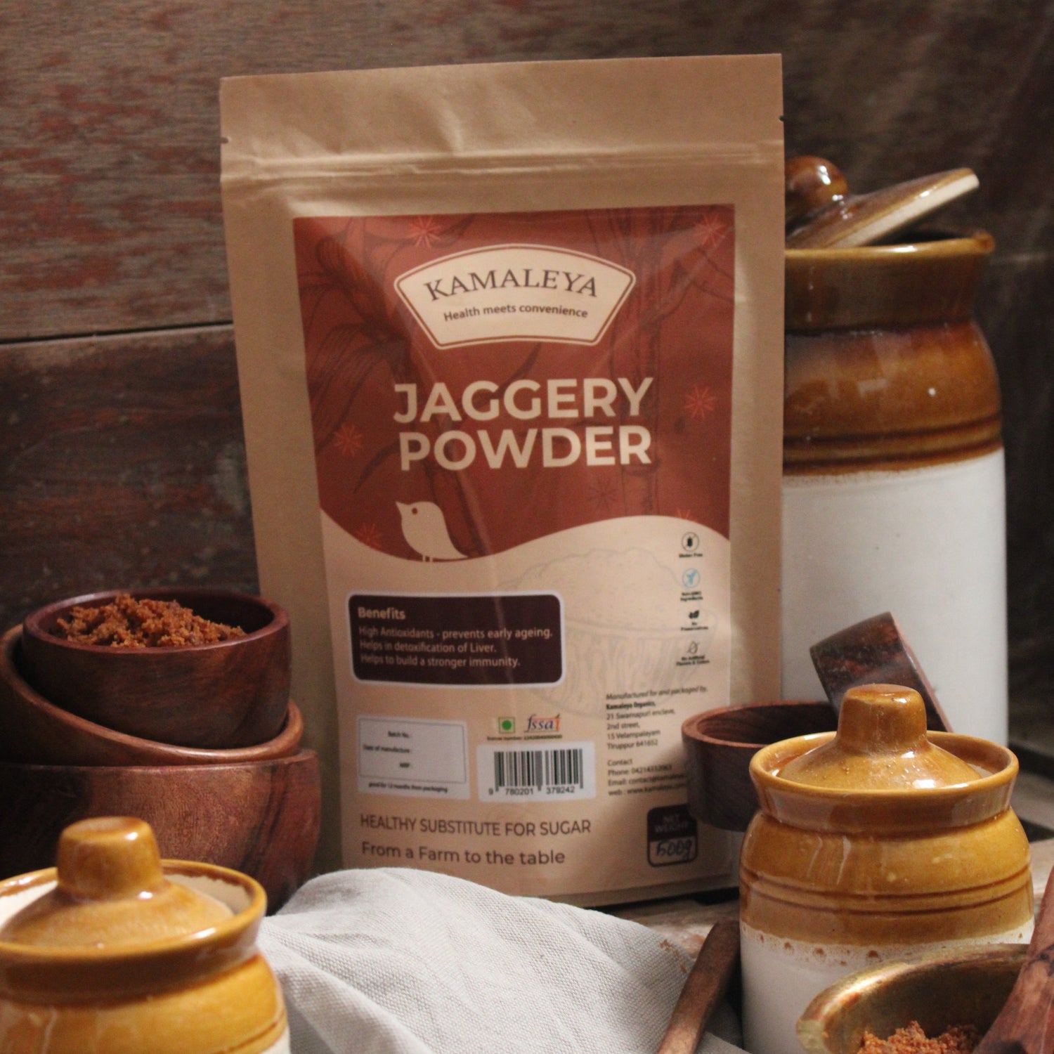 Jaggery Powder (Pure, Natural and Chemical Free) - Kamaleya 